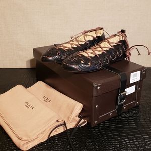 $1,395 Authentic Alaia Boho Lace-up Ballerina